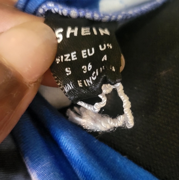 SHEIN Blue Abstract Design Long Sleeve Crop Top,Size Small - Picture 5 of 6